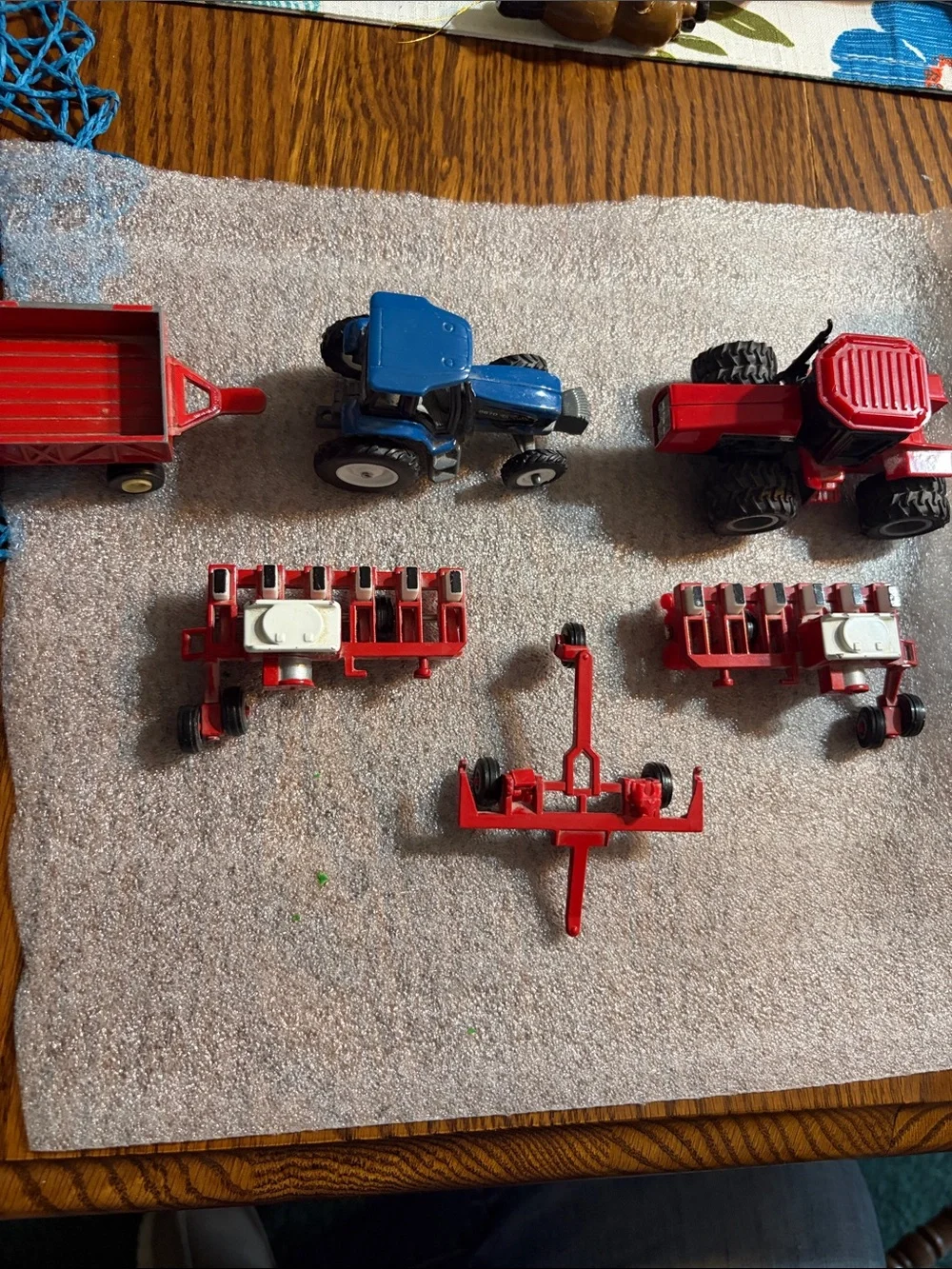 Kids Farm Tractor Playset with Blue Tractor and Red Implements Ertl
